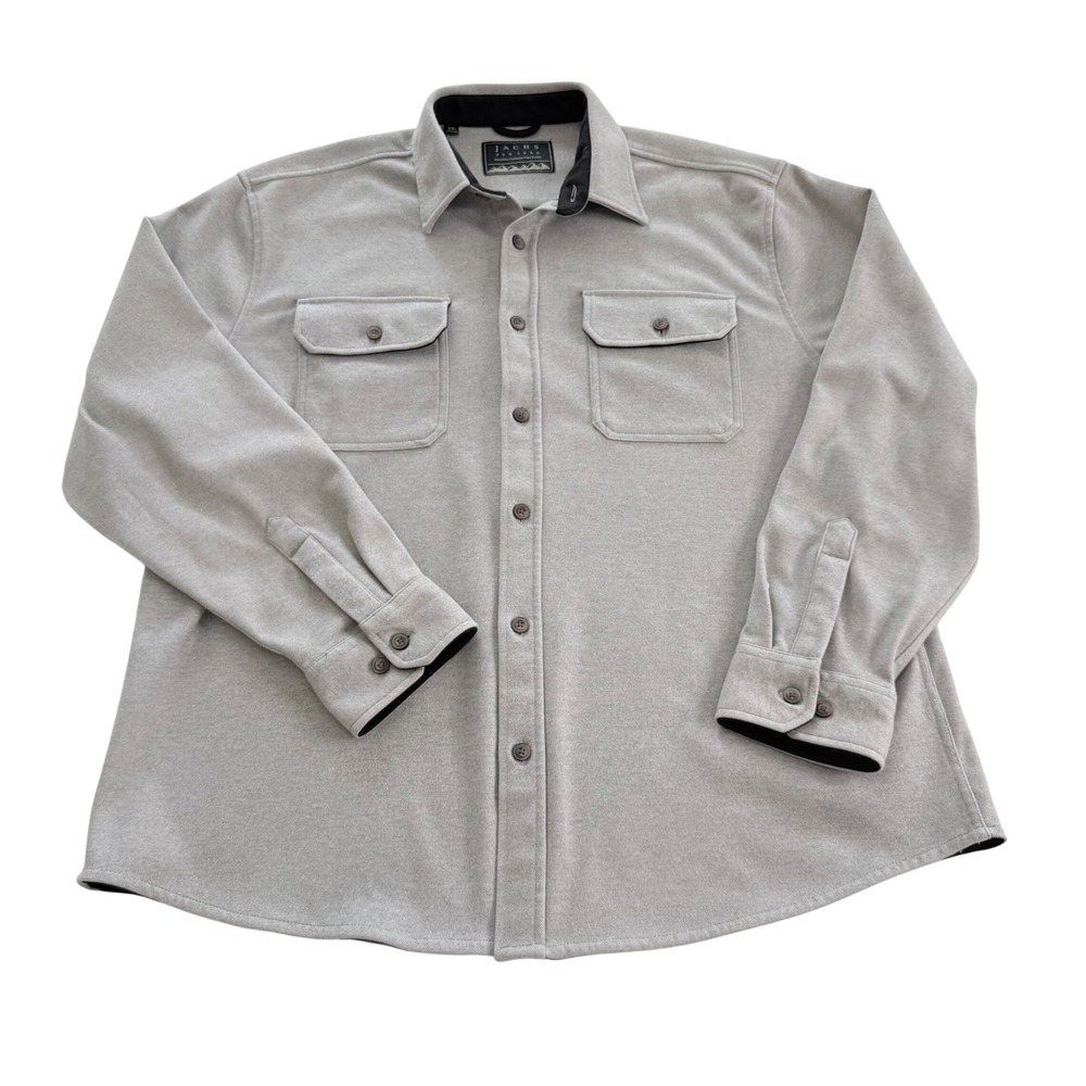 Jachs New York Button Down Shirt Men XXL Grey Long Sleeve Stretch Outdoor Pocket
